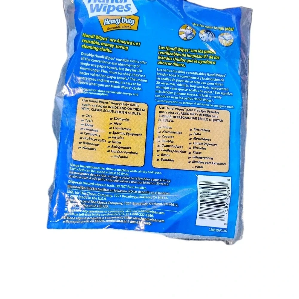 Clorox HEAVY DUTY HANDI WIPES CLOTHS  REUSABLE‎ CLEANING TOWELS Blue 3 Pack